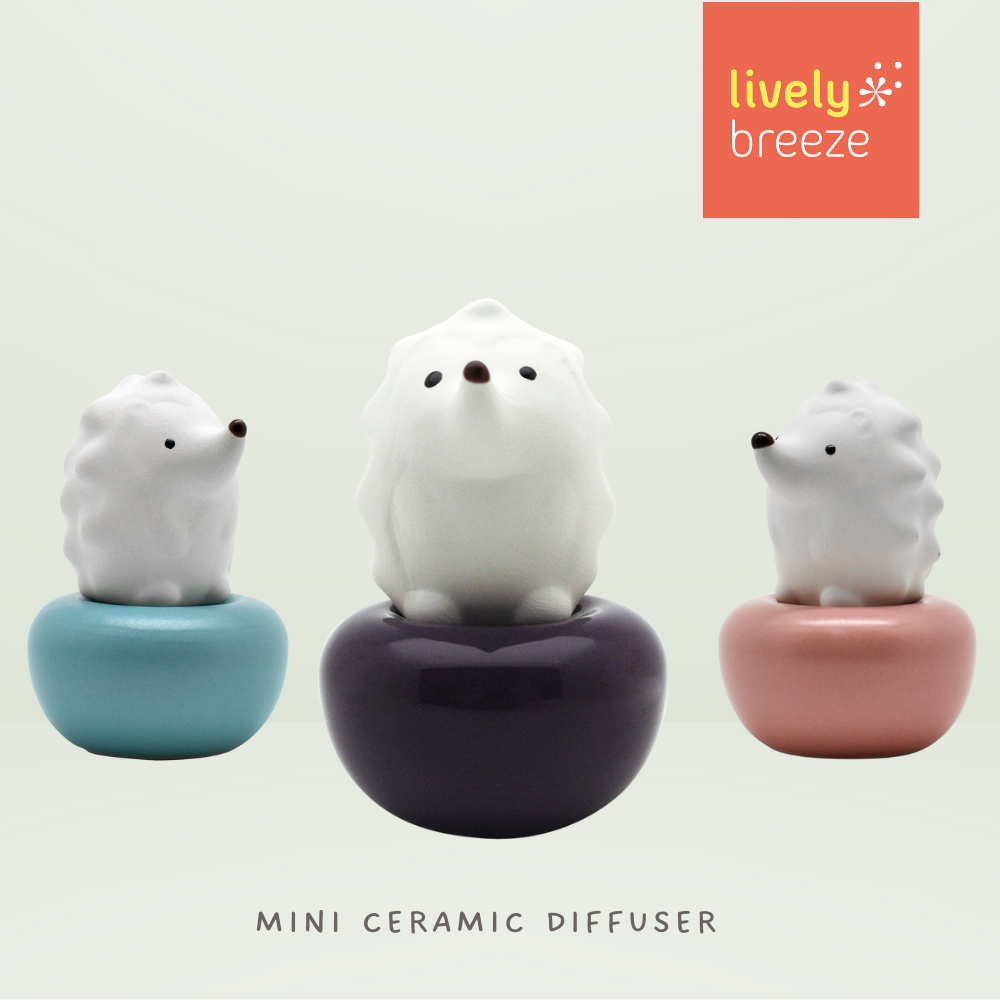 LIVELY BREEZE  เม่นจิ๋ว (S) เซรามิกกระจายกลิ่นหอม Mini Hedgehog - Room Diffuser Handmade in Thailand