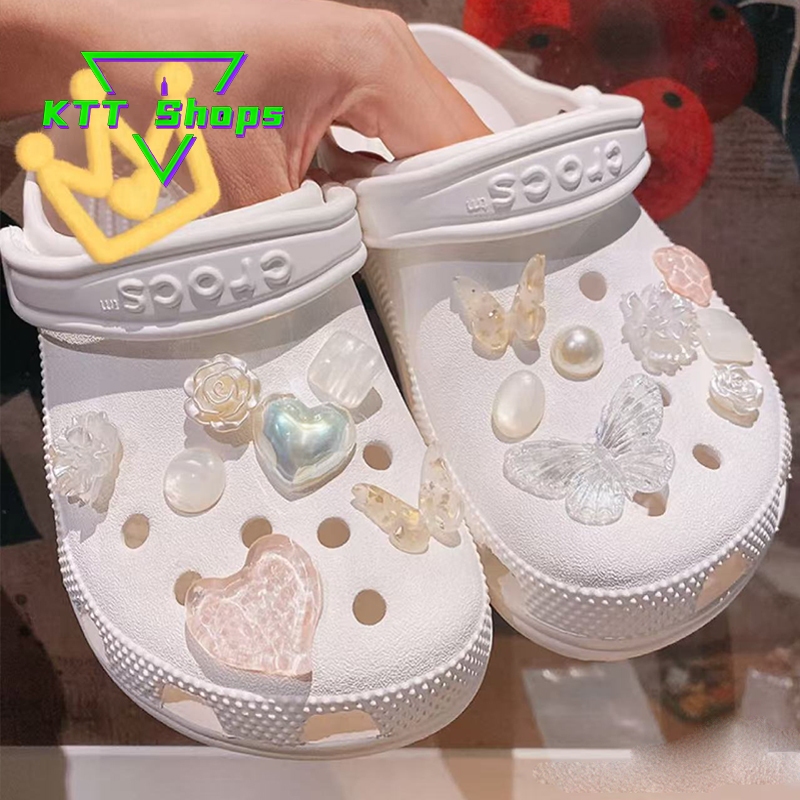 🔥ส่งจากไทย🔥Jibbit crocs charms ดอกไม้รองเท้าเปลือกหอยคริสตัลน่ารัก DIY เครื่องประดับรองเท้าแตะตกแต่ง 3D