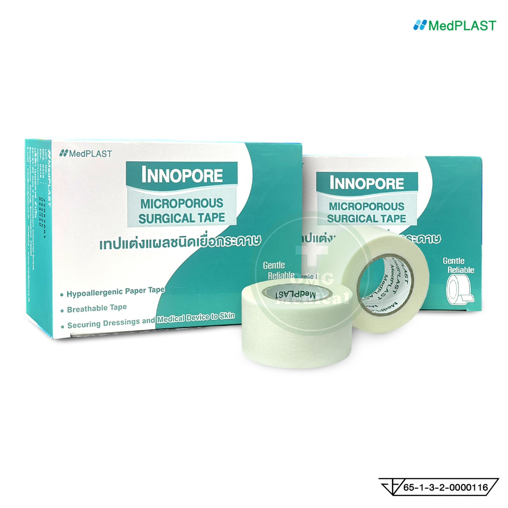 INNO PORE THAITAPE เทปแต่งแผล ชนิดเยื่อกระดาษ Microporous Surgical Tape ขนาด 1/2 นิ้ว, 1 นิ้ว x ยาว 10 หลา (1 ม้วน) รูปที่ 4