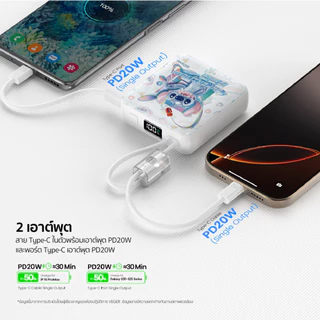 [มีCCC +ส่งด่วน] พาวเวอร์แบงค์ Disney Powerbank VPC10-03PD PRO 10000mAh FastChargingPD20W QC3.0 สายในตัว ประกัน 2ปี