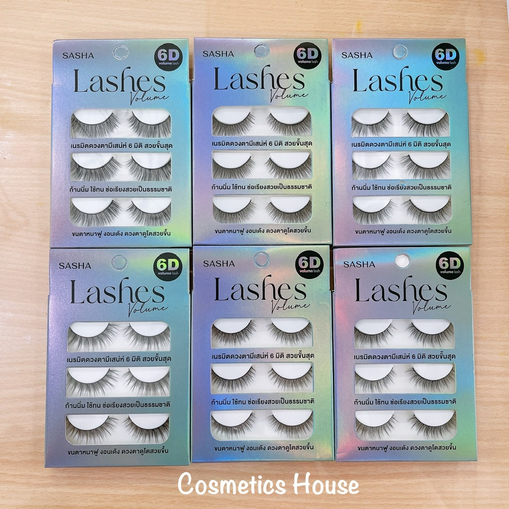 ขนตาปลอม SASHA lashes 6D Volume( 3 pairs ) 3คู่