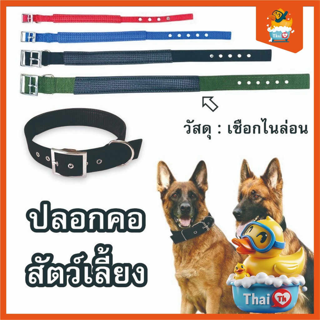 Thai.th ปลอกคอสัตว์เลี้ยง สายรัดบุด้วยโพลีโพรพีลีน มี 4 ขนาด คละสี 3001
