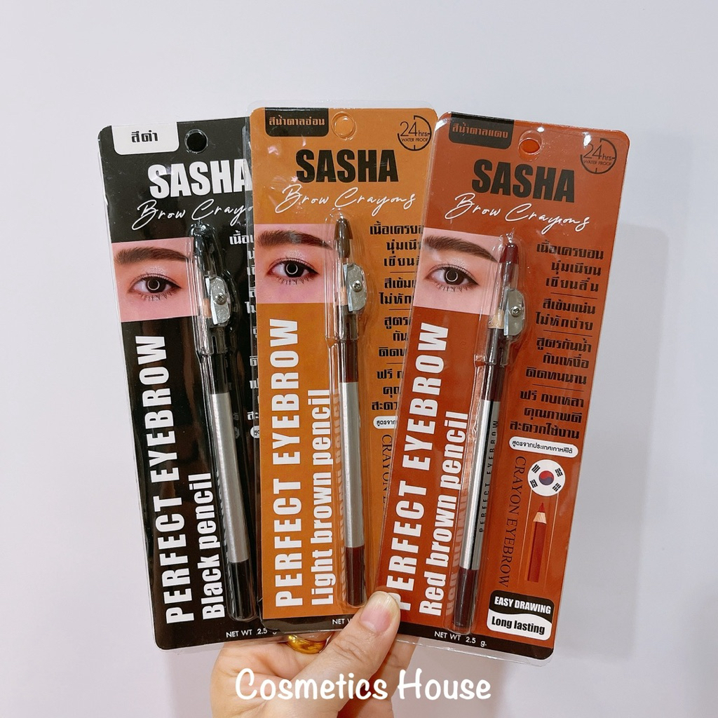 SASHA EYEBROW ดินสอ ดินสอเขียนคิ้ว มีกบเหลา เขียนคิ้ว กันน้ำ ติดทน