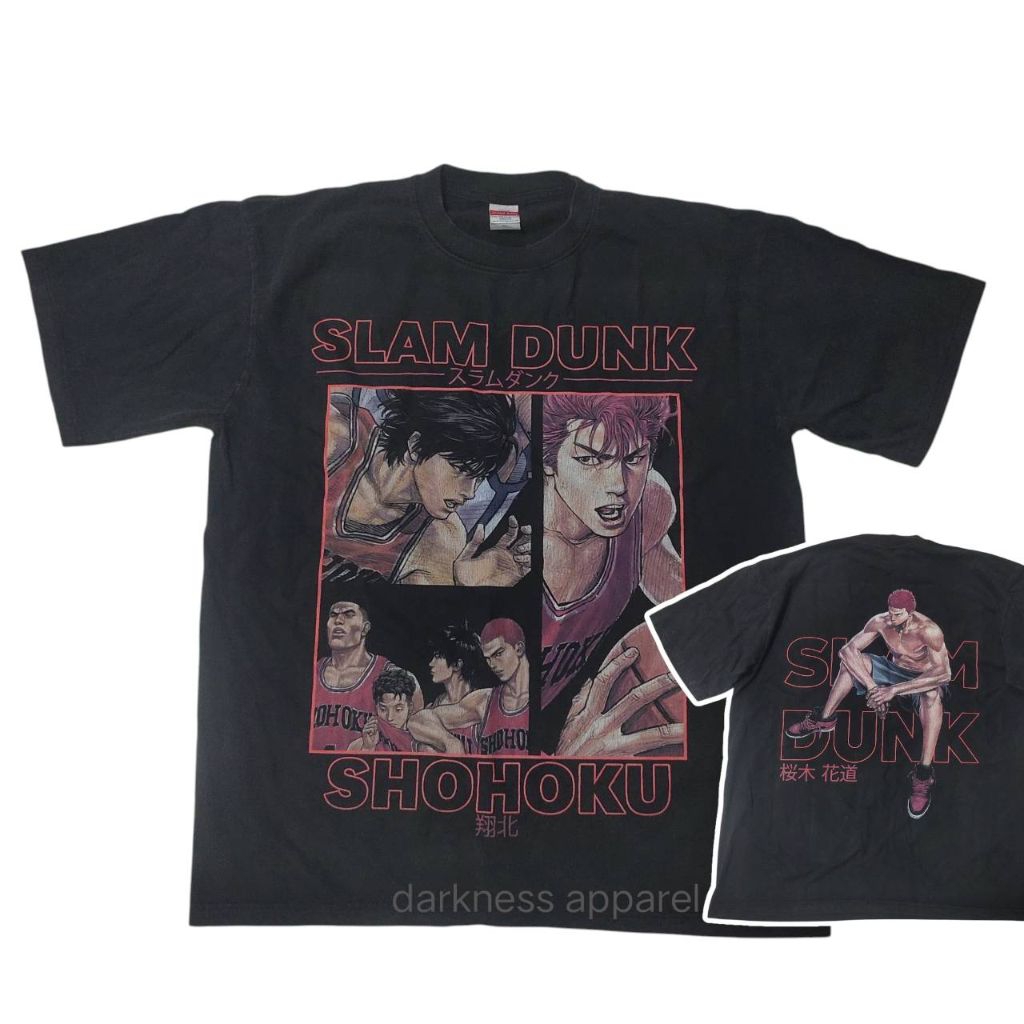 เสื้อยืดผ้าฟอกการ์ตูนแสลมดั้งค์ slamdunk shohoku basketball