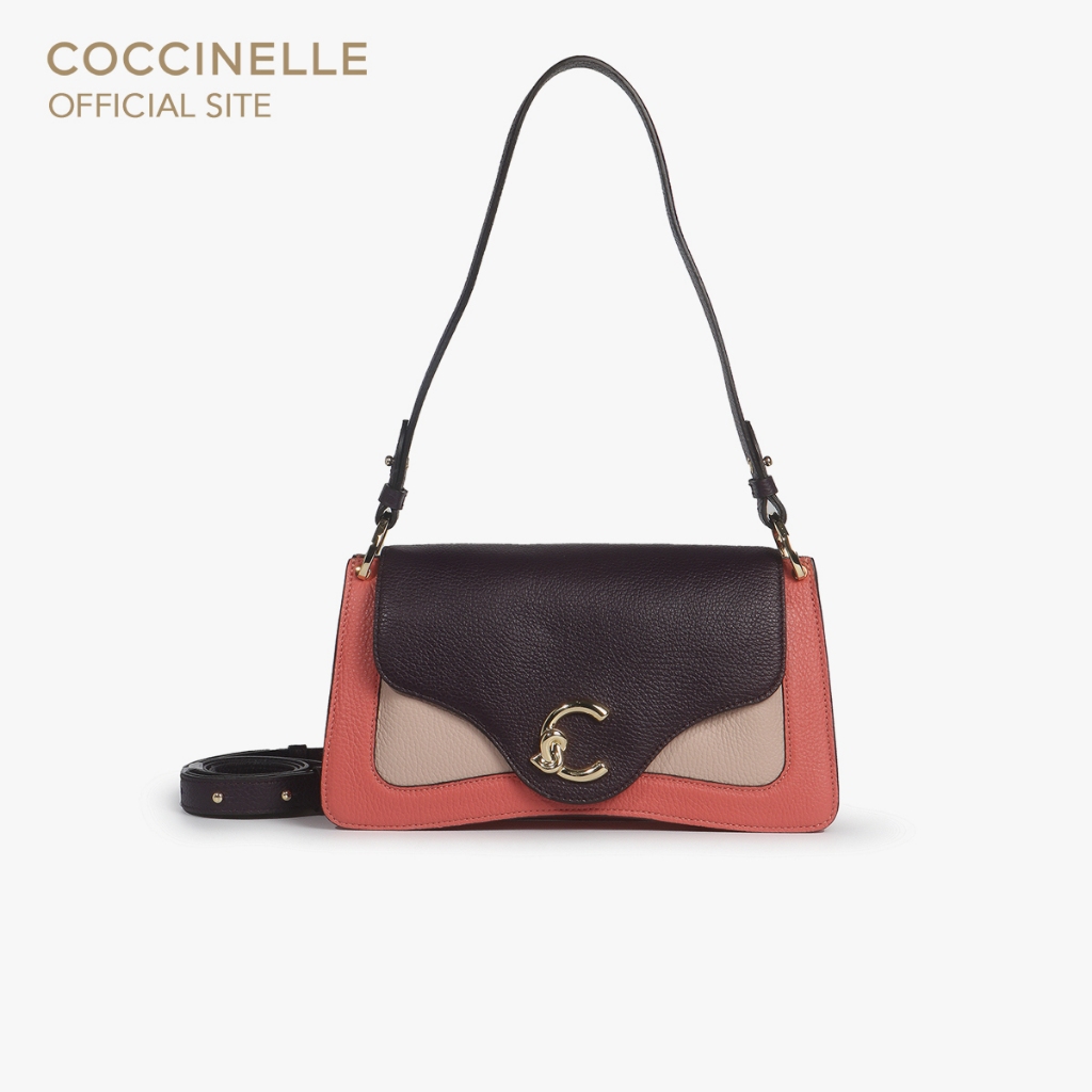 COCCINELLE กระเป๋าสะพายไหล่ผู้หญิง รุ่น C-ME SHOULDER BAG 120101 สี PINK CLAY/PRUNE/ROSETTE