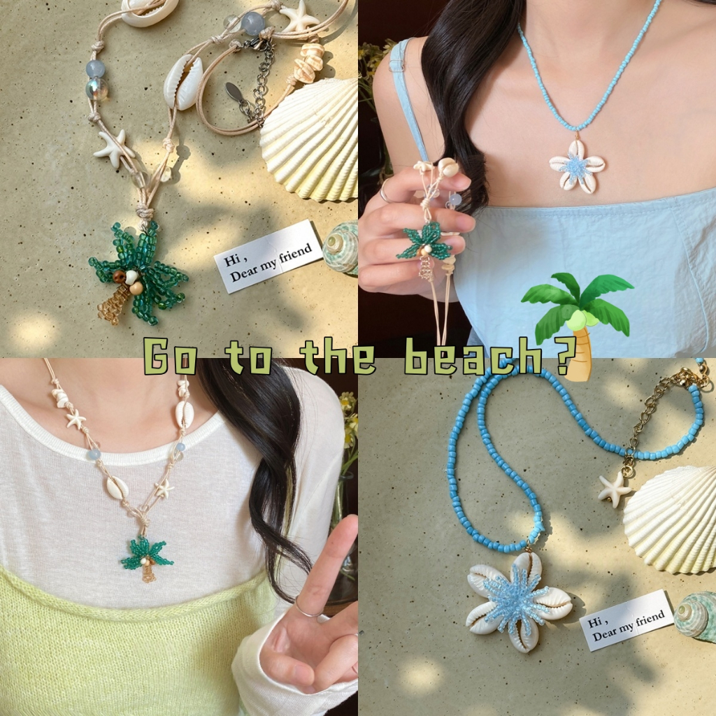 สร้อยคอ สร้อยคอแฟชั่น y2k สไตล์โบฮีเมียน🌴 หลากสี dopamine จี้เปลือกหอย ใส่ไปทะเล🏖️ พร้อมส่งในไทย