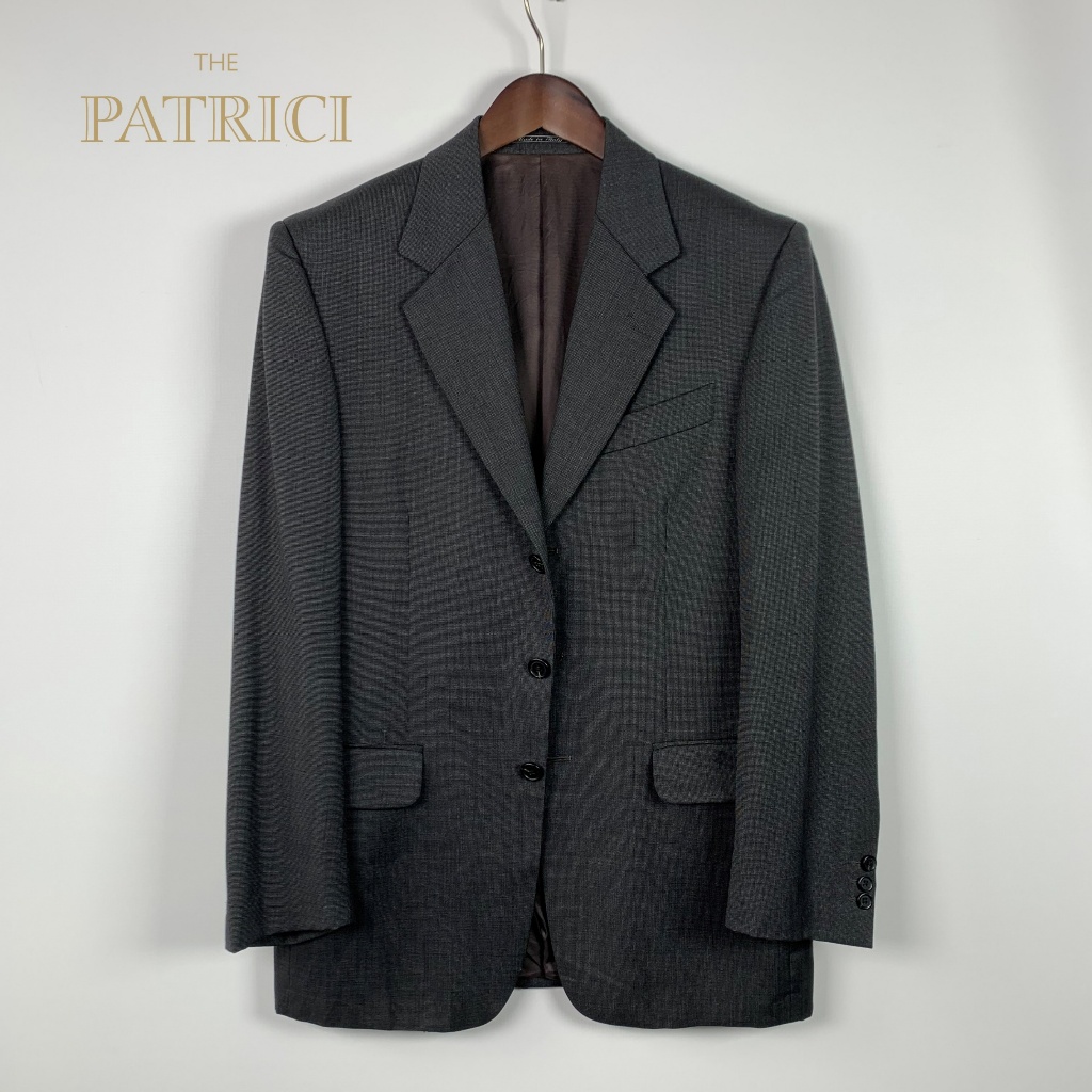 FENDI - Charcoal Gray Nailhead 3 buttons blazer เสื้อเบลเซอร์สีเทาเข้ม ผ้าเนลเฮด ผู้ชาย อิตาลี [Pre-
