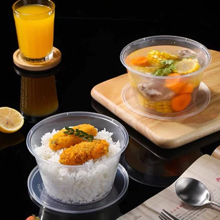 (ยกลัง 300ชุด) ถ้วยพลาสติกใส่อาหาร พร้อมฝา วัสดุ PP Food Grade เข้าไมโครเวฟได้ ขนาด750,800,1000