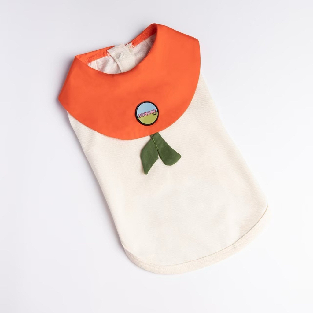 SUNDAE | ORANGE 🍊 เสื้อผ้าสัตว์เลี้ยง เสื้อสุนัข เสื้อแมว กระดุมลูกแพร กันยุง ANTI MOSQ ปักชื้อได้