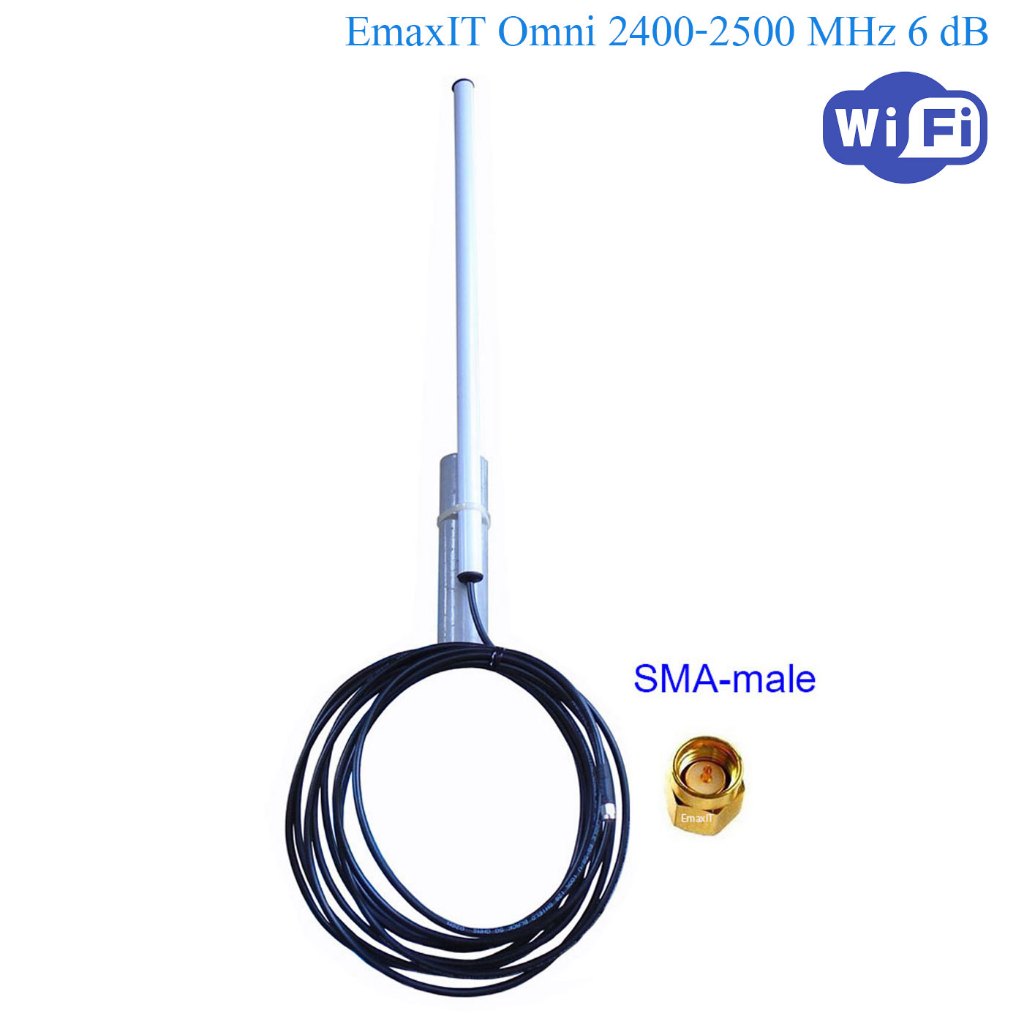 เสาอากาศไวไฟ EmaxIT Omni Antenna 6 dB 2.4 GHz to 2.5 GHz สายยาว10 เมตร SMA
