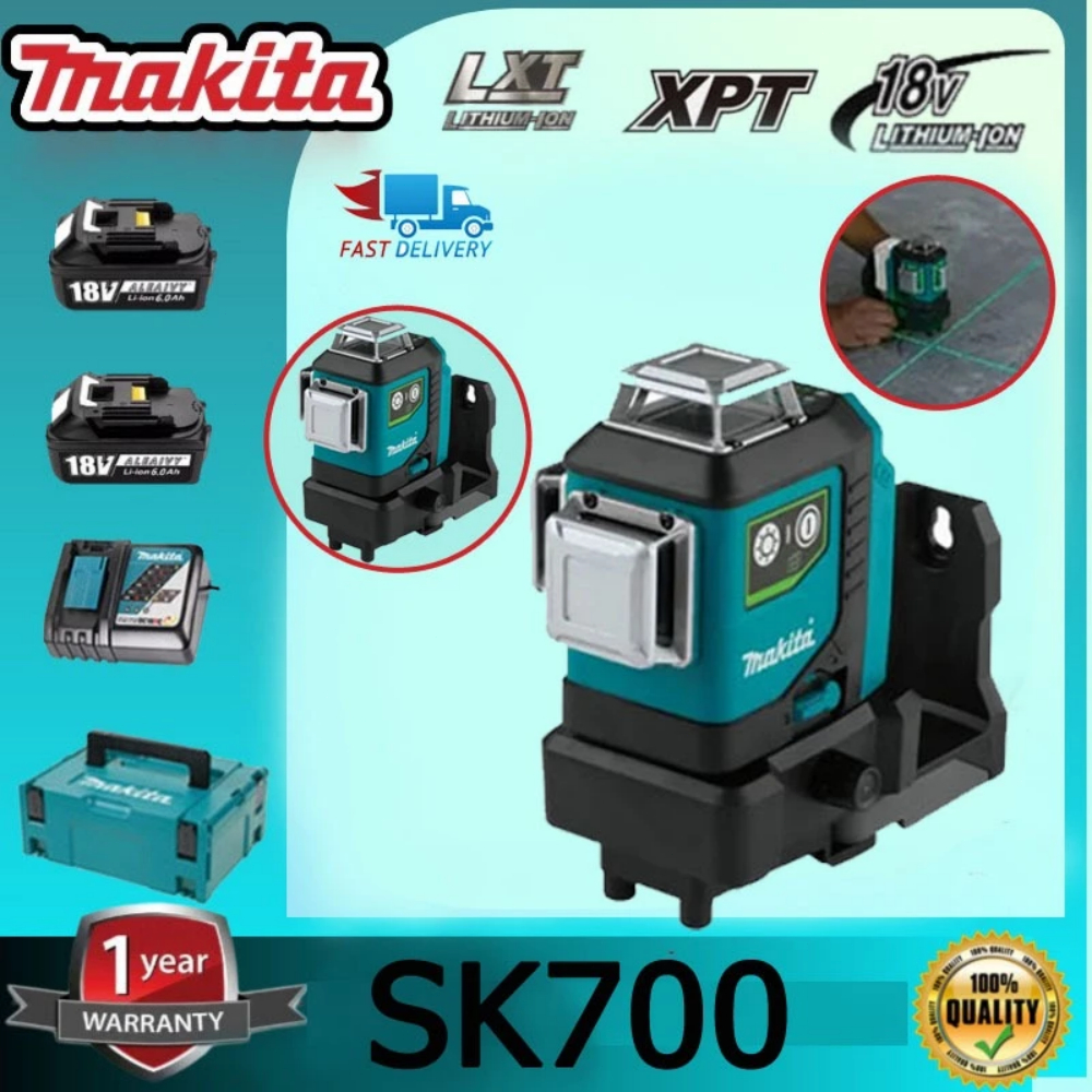 【พิเศษไทย】เครื่องวัดระดับเลเซอร์ Makita SK700GD 3เส้น | IP56กันฝุ่น+แม่นยำ40เมตร | ส่งเร็วคลังกรุงเท