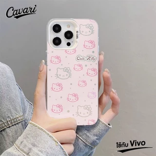 เคส IMD ชุบลายแมวคิตตี้สุดแฟชั่นเรียบง่ายเข้ากันได้กับ Vivo Y17s Y18 Y15 Y22 Y21 Y27 Y17 Y78 Y20 Y12i Y02 Y15s Y33s Y36