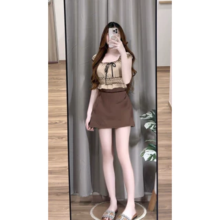 @PREM🌸ชุดเซท 2 ชิ้น 2แบบกระโปรงสั้นมีซับใน✅ผ้าพิมพ์ลายโบว์🎀เสื้อแขนตุ๊กตาน่ารัก❤️