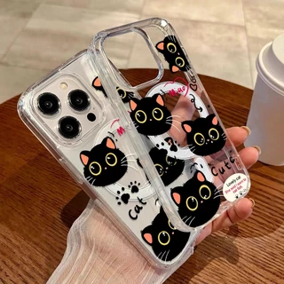 เคส For Samsung A57 A37 S26 Ultra S24 FE A07 A17 A55 5G A16 A56 A36 A06 A15 A54 A35 เคสแม่เหล็กใสรูใหญ่ ลายอุ้งเท้าแมว
