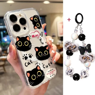 เคส For Samsung A57 A37 S26 Ultra S24 FE A07 A17 A55 5G A16 A56 A36 A06 A15 A54 A35 เคสแม่เหล็กใสรูใหญ่ ลายอุ้งเท้าแมว