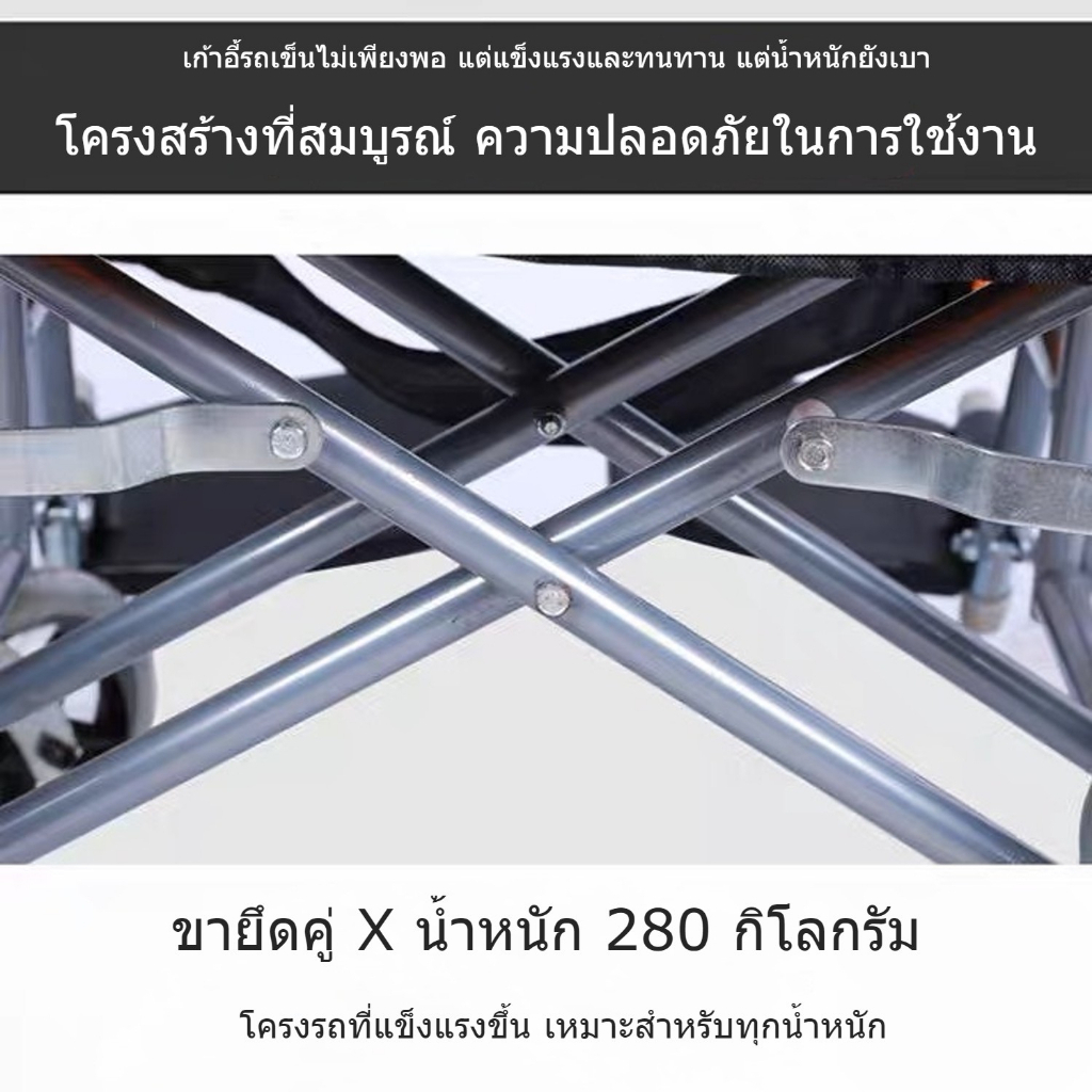 รถเข็นพกพา 16 นิ้ว สำหรับผู้พิการ พร้อมที่พักแขนและที่พักเท้า แข็งแรง ทนทาน ใช้งานง่าย สำหรับผู้สูงอายุและผู้ป่วย - รูปที่ 2