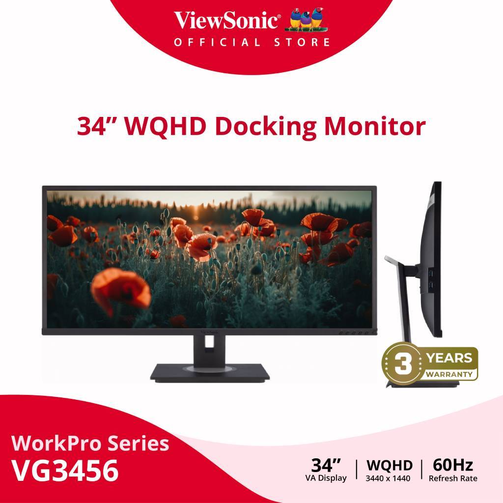 ViewSonic Monitor VG3456 /34" / VA / 60Hz / 5ms (จอใหญ่พิเศษ,จอใช้งานทั่วไป,จอสำนักงาน,จอคอมพิวเตอร์