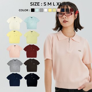 (พร้อมส่ง)Bemingtop909(S-XL)-Cody Half-Zip Polo – เสื้อโปโลไ…