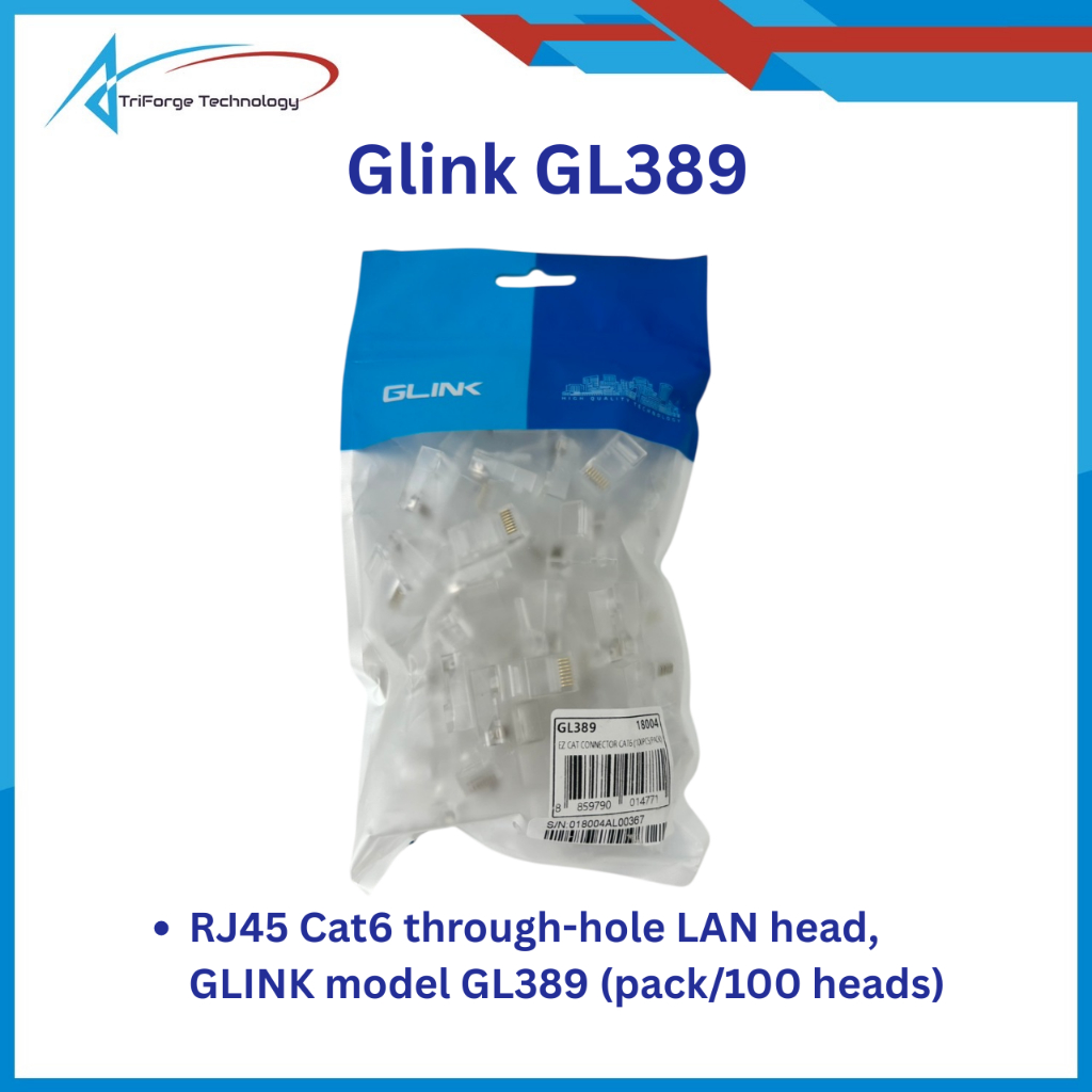 Glink GL389 RJ45  หัวทะลุ/100 6u Cat6