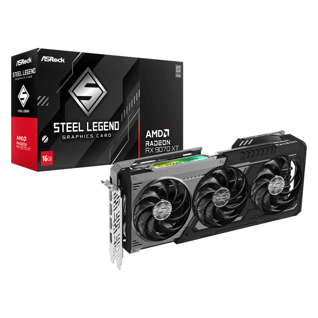 VGA(การ์ดจอ) ASROCK Radeon RX 9070 XT Steel Legend Dark 16GB (RX9070XT SLD 16G)