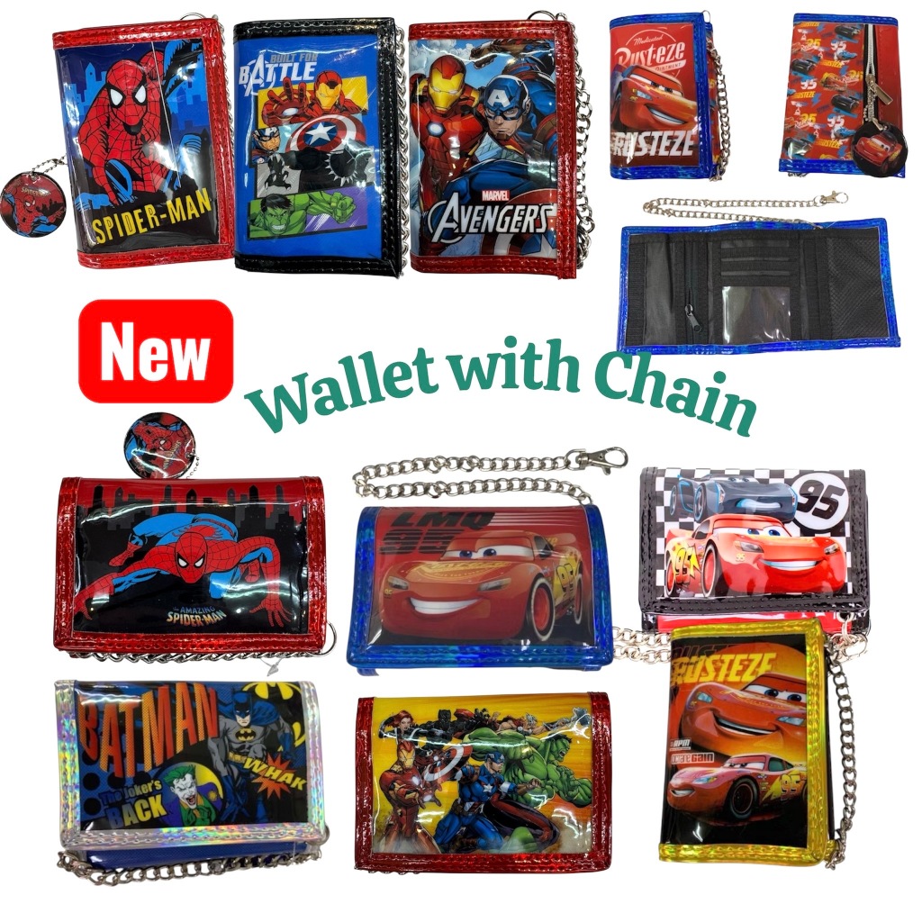 กระเป๋าสตางค์โซ่เด็ก ลายสไปเดอร์แมน/ อเวนเจอร์/ มิกกี้ เมาส์/ เบ็นเท็น Kids Wallet with chain (Spiderman/ Avenger/Mickey