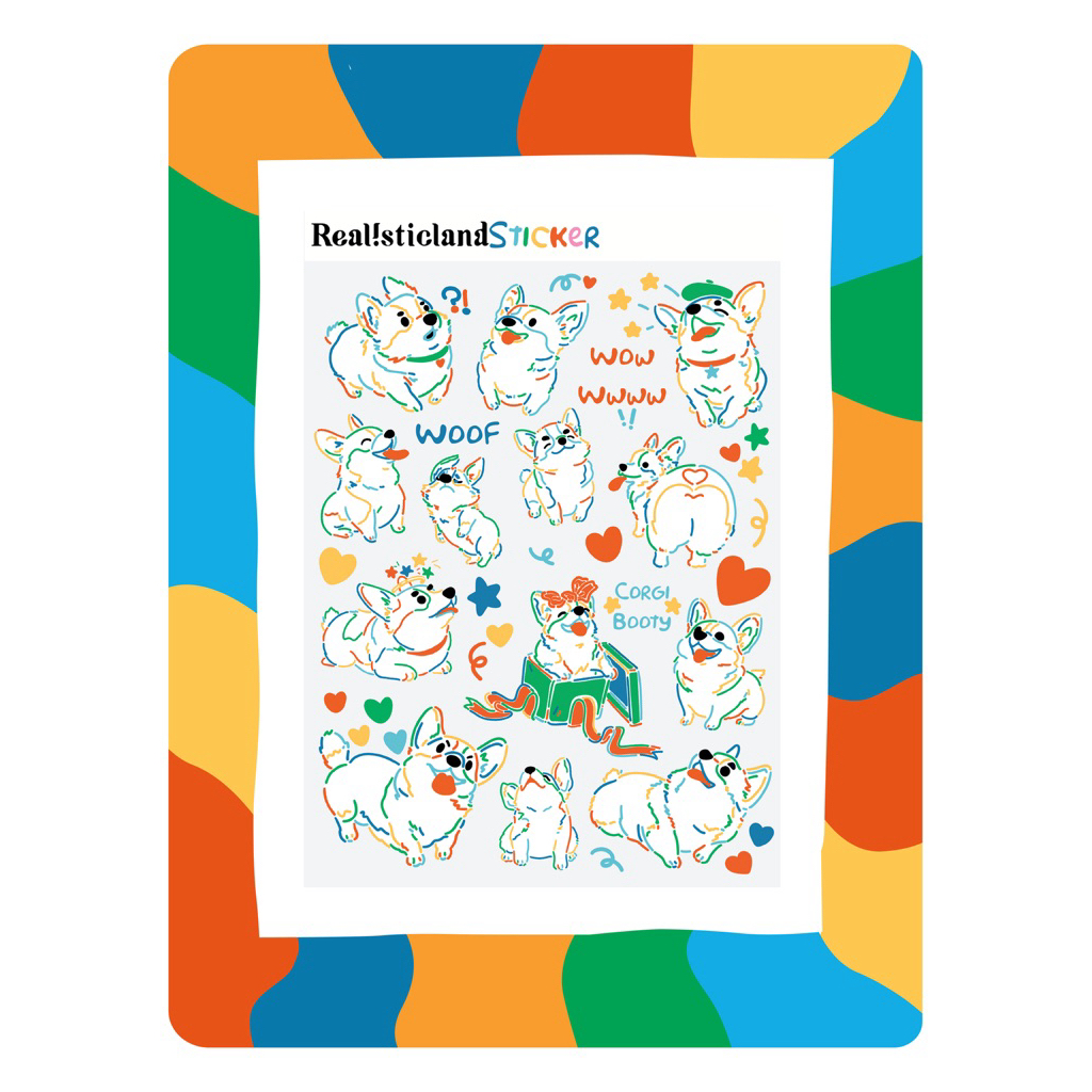 Happy Corgi dog Sticker A6