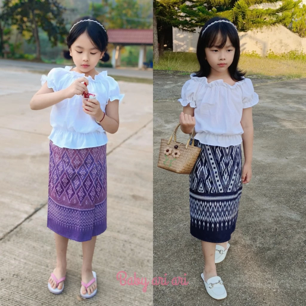 ชุดไทยเด็กผู้หญิง ผ้าฝ้ายใส่สบาย ระบายอากาศได้ดีมาก