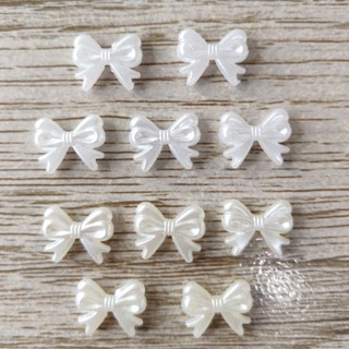 ลูกปัดโบว์มีหางมุกขาว/มุกครีม 50/100ชิ้น