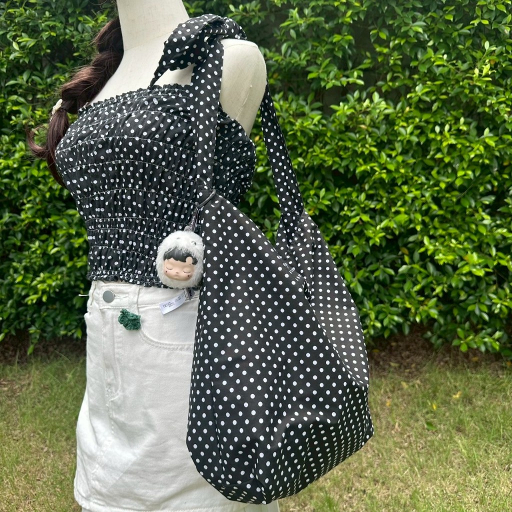 baggubag.ca🌷กระเป๋าลายจุด สายผูกโบว์