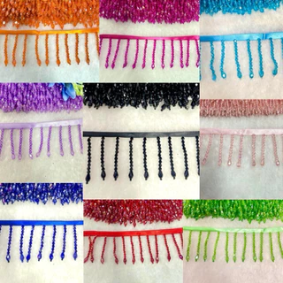 ชายครุยระย้า ชายครุยคริสตัล เงาสวยระยิบระยับสีสวย ราคาต่อ1หลา ใช้ตกแต่งเสื้อผ้า กระเป๋า งานฝีมือDiy