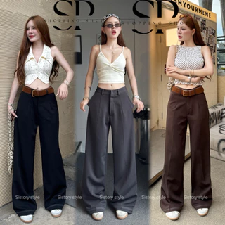 Kimberly pantsทรงกระบอกกลางผ้าโรเชฟแต่งด้ายป้ายsis