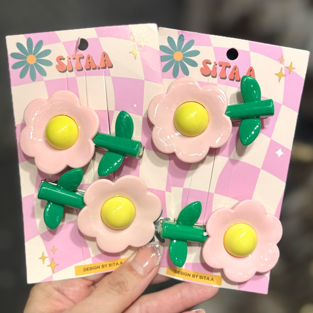 🇹🇭กิ๊ฟดอกไม้🌸กิ๊ฟแม่ชม🌼1 คู่กิ๊บสีสันสดใสกิ๊บปากเป็ด - รูปที่ 5