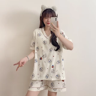 ชุดนอนผ้าเนื้อนุ่มสำหรับผู้หญิง รุ่นใหม่สวมใส่สบาย ลายน่ารักสำหรับฤดูร้อน แบบที่ต้องมี พร้อมส่งในไทย
