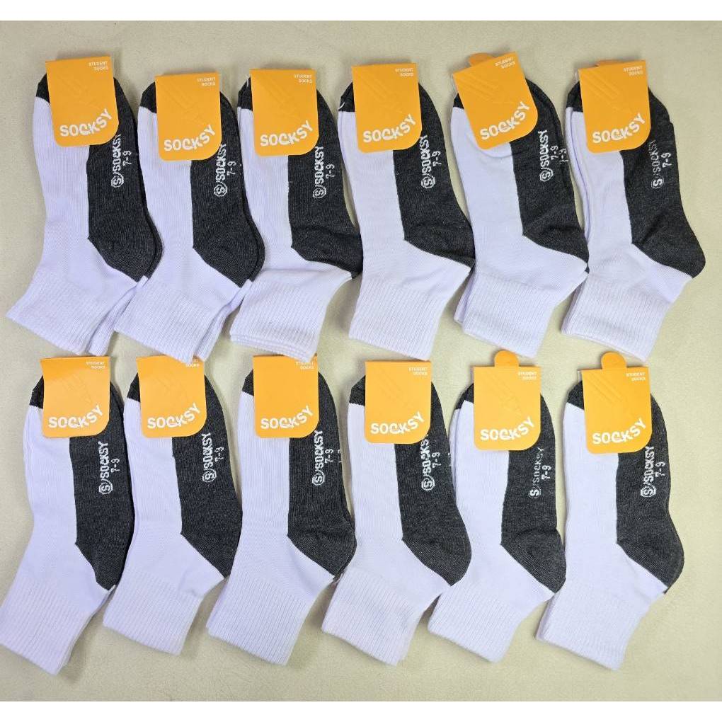 ถุงเท้านักเรียน SOCKSYเนื้อผ้าหนานุ่ม ทน ไม่ย้วยง่าย (6คู่/12คู่)พื้นไม่มีกันลื่น มี2สีสีน้ำตาลและสีขาวพื้นเทา - รูปที่ 5