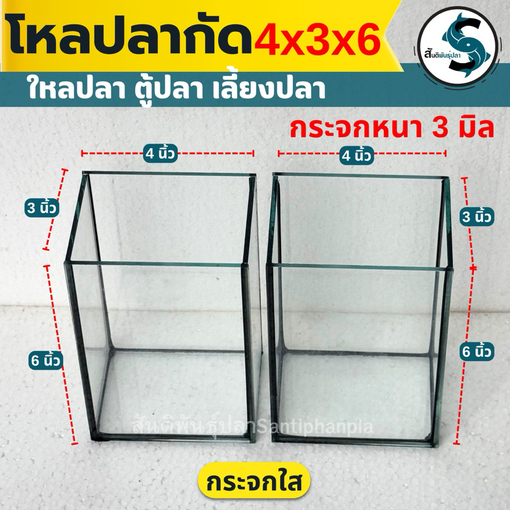 โหลปลากัด เกรดA หนา3มิลมีขนาด 4x3x6นิ้ว (กระจกใส) ตู้ปลาขนาดเล็ก โหลใส่ปลากัด (1ใบ)