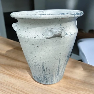 Flowerpot กระถางดินเผาปากบานเล็ก วินเทจสไตล์ มีหู 4 หู ขนาด 23 x 27 cm.