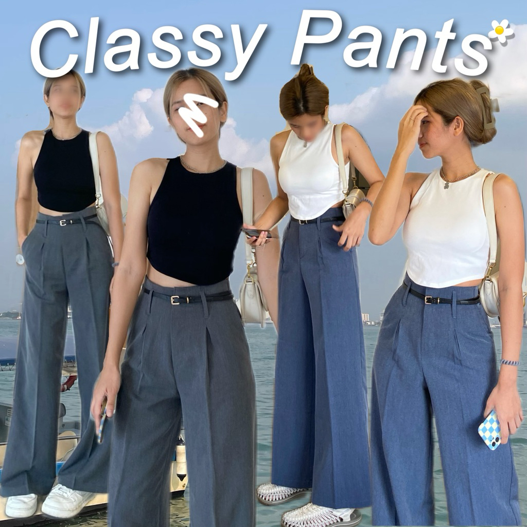 [01]LauraShop🍙🍢💥กางเกงเอวสูงรุ่นClassy สินค้าพร้อมส่ง