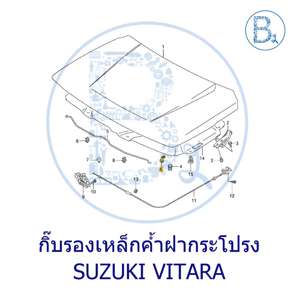 **อะไหล่แท้** กิ๊บรองเหล็กค้ำฝากระโปรง SUZUKI VITARA