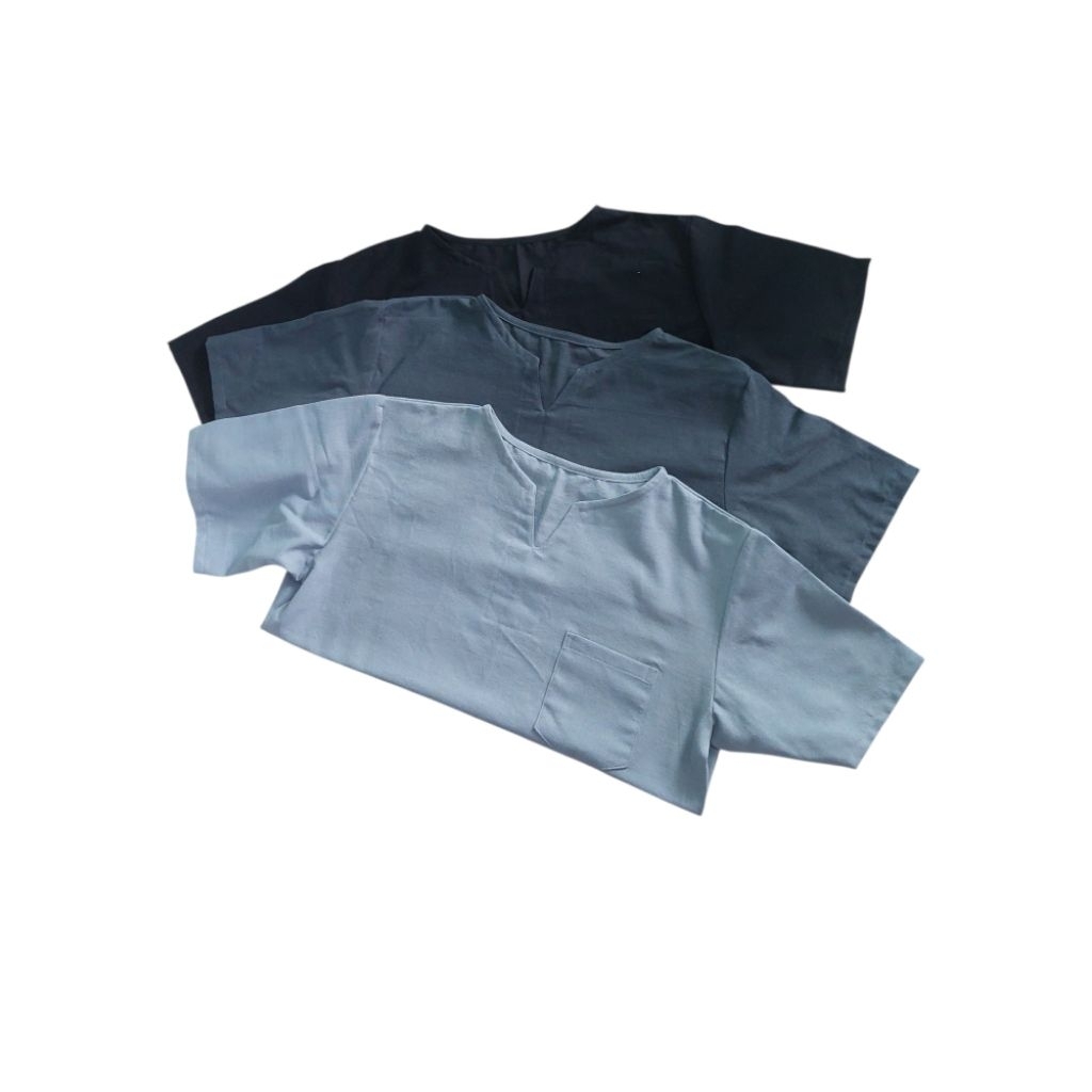 เสื้อแขนสั้นผ้าฝ้ายพื้นเมืองคอเจาะ