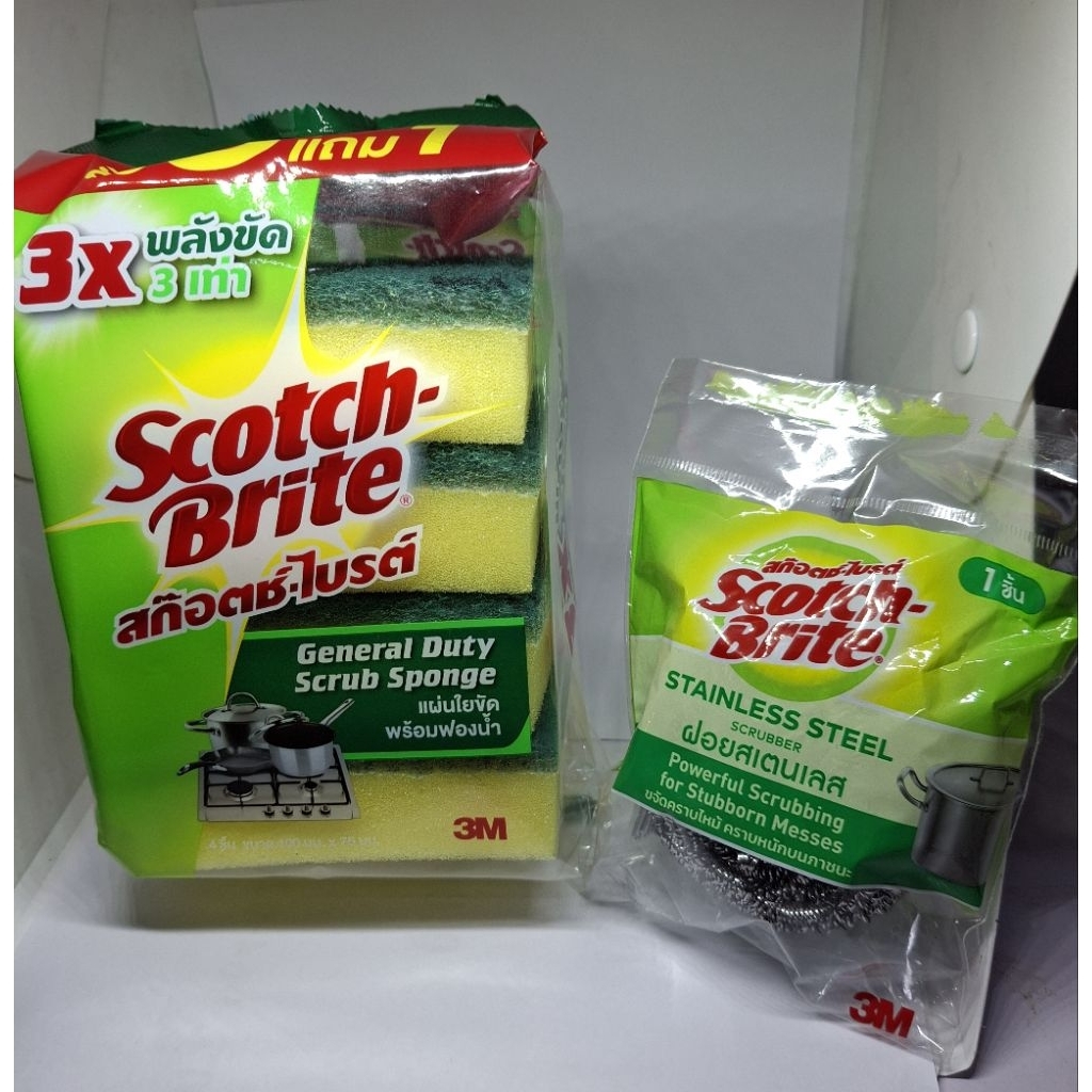 สก็อตไบรท์และฝอยสเตนเลสขนาดจัมโบ้ 3M Scotch Brite