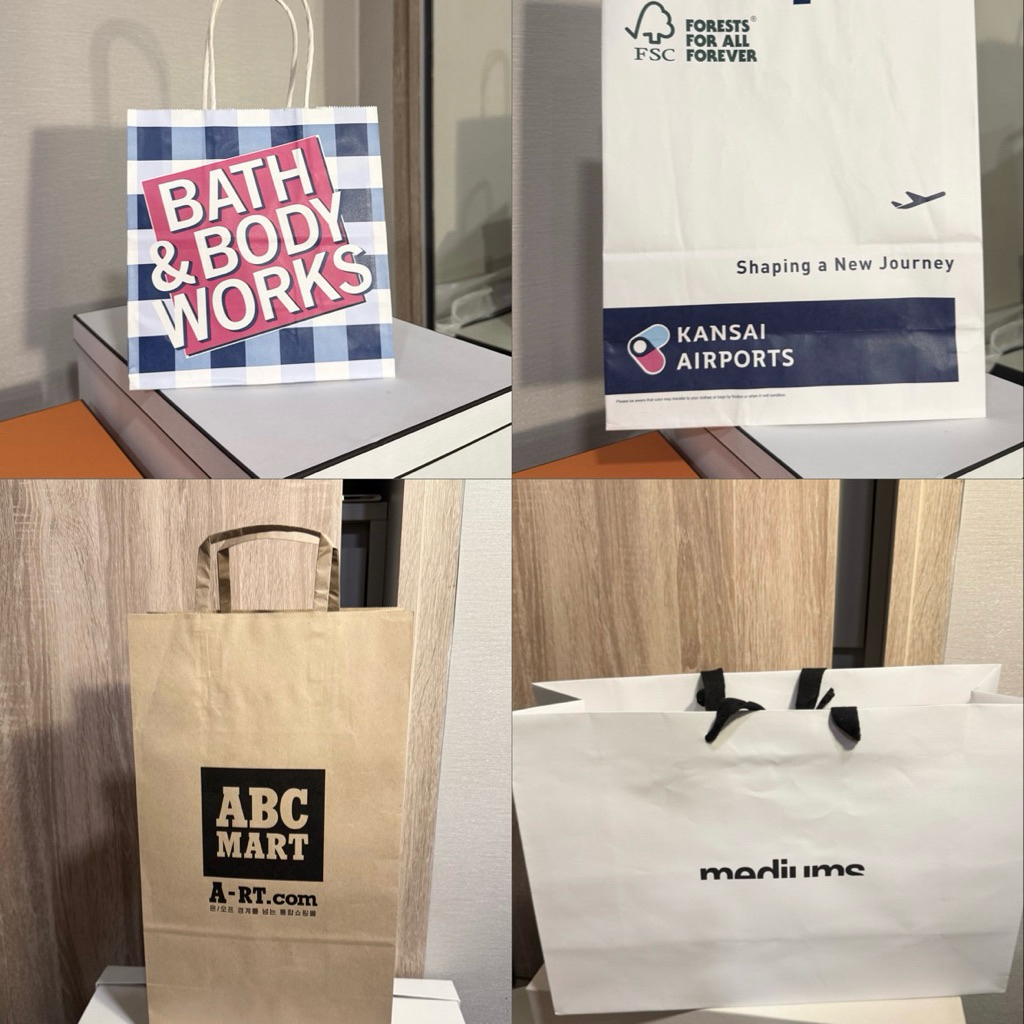 ถุงใส่ของขวัญ แบรนด์ต่างๆ ของแท้จากชอป h&m สนามบิน Kansai airport bathand body works abc mart pop ma