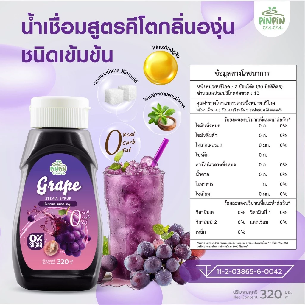 PinPinไซรัปหญ้าหวาน 29 รสชาติ ไซรัปคีโต 0 kcal ไม่มีน้ำตาล thumbnail 6