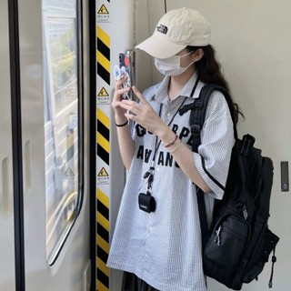 พร้อมส่ง✈️NovaMode🌸เสื้อผู้หญิงสไตล์วินเทจ ลายทางหรู - ทรง O…