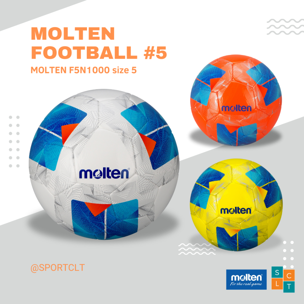 MOLTEN ลูกฟุตบอลมอลเทน TPU หนังเย็บลายใหม่ 2025 รุ่น F5N1000