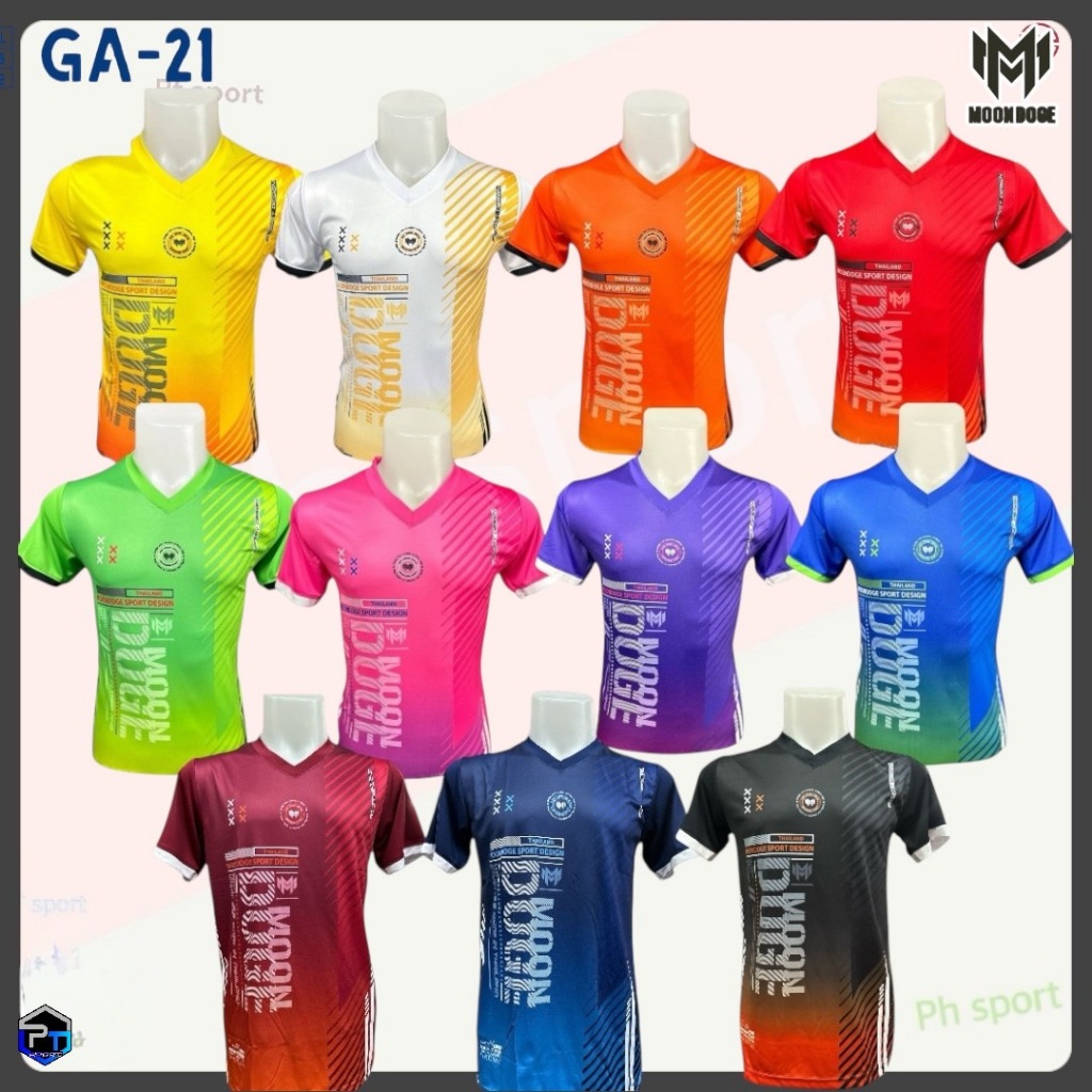 เสื้อกีฬาคอวีพิมม์ลาย moondoge GA-21 แห้งง่าย ใส่สบาย