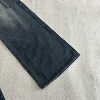 #6621 (XS-6XL) jinjeans กางเกงยีนส์คาร์โก้สีดำฟอก แต่งเฟด