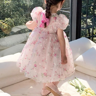 ชุดเดรสเด็กหญิงคอลเลกชั่นร้อน2025ชุดกระโปรงลายดอกไม้สวยหวานน…