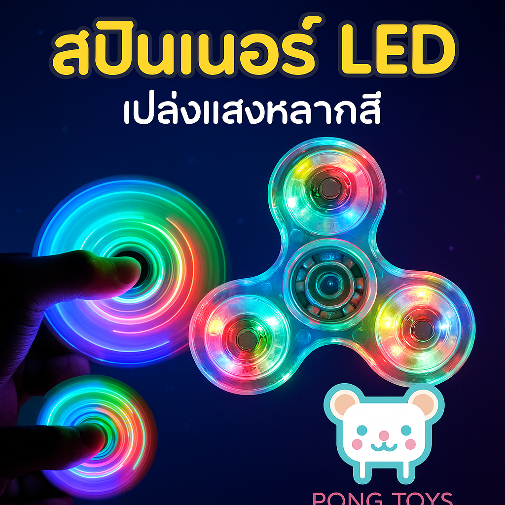 ✨แฮนด์สปินเนอร์ LED เรืองแสง เปลี่ยนสีได้ ✨ของเล่นคลายเครียด ผู้ใหญ่-เด็ก พร้อมส่งฟรี!