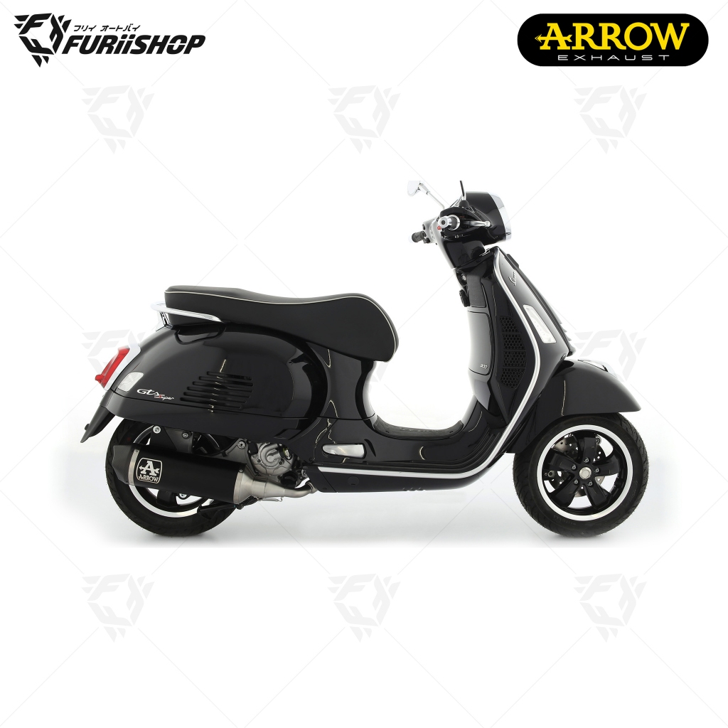 ท่อสูตร/ท่อแต่ง/ท่อไอเสีย Arrow Black-Carbon New Logo : for Vespa GTS/GTV300HPE/250 ปี 2023ขึ้นไป
