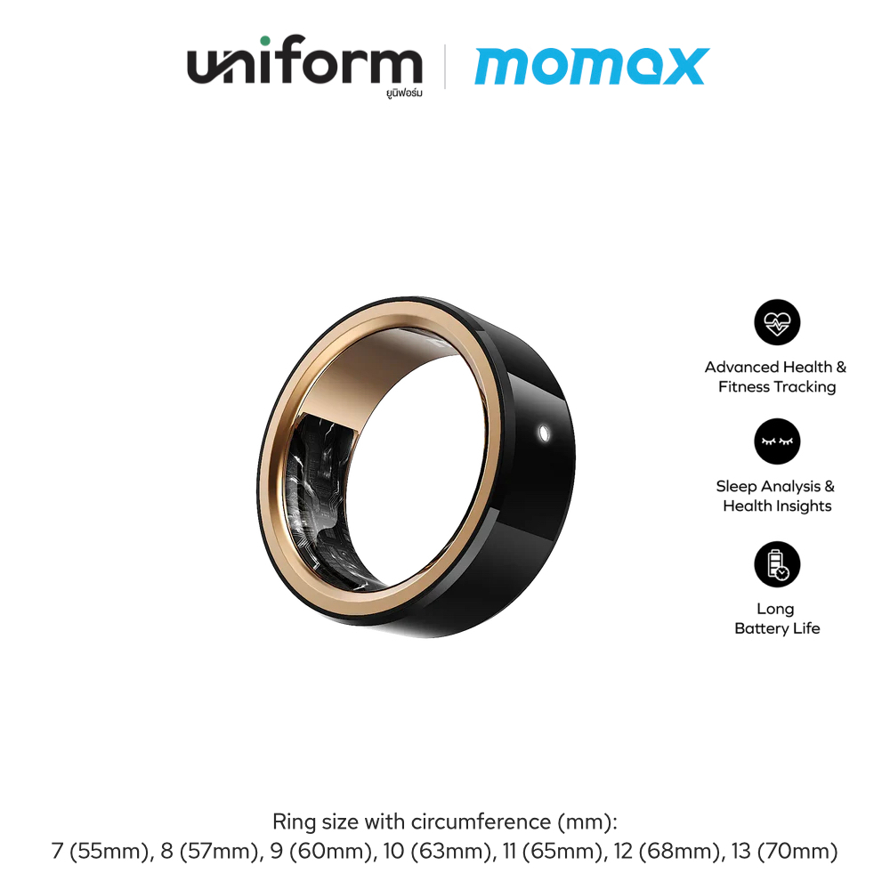 MOMAX แหวนอัจฉริยะ 1-Sense Active Smart Ring ติดตามสุขภาพตลอด 24 ชม. / สี Black + Rose Gold
